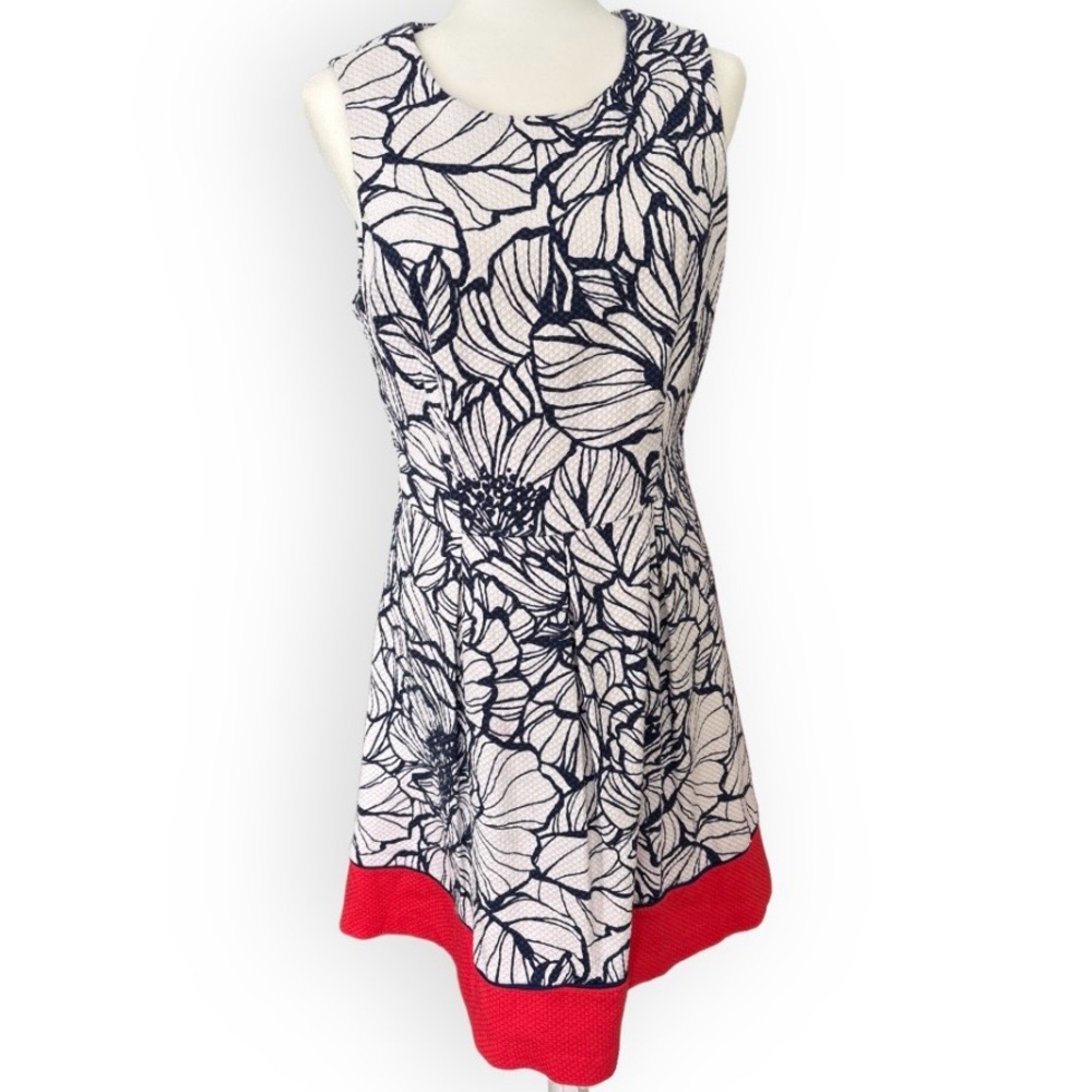 The Limited Blue and White Floral Sleeveless Pique Dress SZ 10 Vibrant Nautical